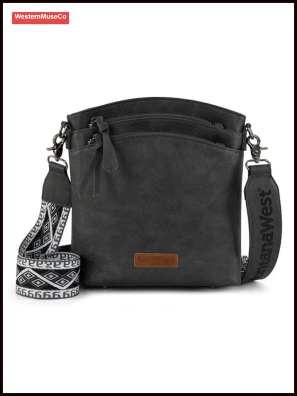 Vegan Leather Crossbody Satchel Tassel Zip Multi Pocket Adjustable Strap